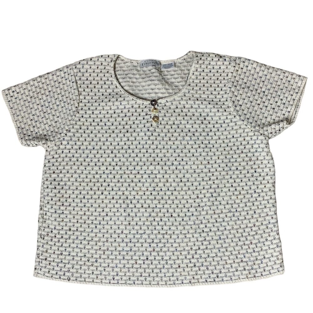 Vintage Basic Editions Sweater Top SZ Large Short Sleeve